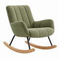 Sillón mecedora 75 x 90 x 95 cm de tela bouclé verde con patas de madera y metal