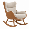 Sillón mecedora 75 x 90 x 105 cm tapizado crema y camel con base de madera