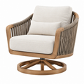 Sillón giratorio 83 cm de madera y cuerda beige para terraza