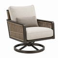 Sillón giratorio 82 x 85 x 88 cm de metal y cuerda beige para exterior