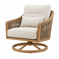Sillón giratorio 78 x 82 x 92 cm de madera y cuerda beige para interior