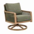 Sillón giratorio 82 x 85 x 88 cm de madera y cuerda verde estilo natural