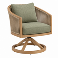 Sillón giratorio 78 x 75 x 85 cm de madera y cuerda natural verde para interior