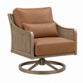 Sillón giratorio 82 x 86 x 88 cm tapizado marrón con estructura metálica de estilo contemporáneo