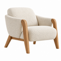 Sillón 76 x 78 x 82 cm de tejido bouclé beige y madera estilo nórdico