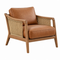 Sillón 75 x 80 x 78 cm de madera y cuerda con tapizado marrón estilo natural