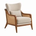Sillón de salón 72 x 78 x 94 cm de madera beige y marrón con rejilla de ratán estilo retro