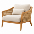 Sillón 78 x 82 x 88 cm de madera y fibras trenzadas beige y marrón natural para salón