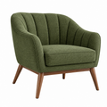 Sillón 78 x 78 x 80 cm de tela verde con patas de madera - estilo moderno