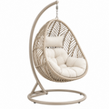 Sillón colgante 105 x 105 x 195 cm de metal y ratán sintético beige para interior