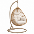 Sillón colgante 105 x 105 x 195 cm de ratán sintético beige con estructura de acero