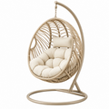 Sillón colgante 105 x 105 x 195 cm de ratán sintético beige con soporte metálico