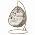 Sillón colgante 105 x 105 x 195 cm de ratán sintético beige con soporte de acero