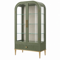 Vitrina 90 x 45 x 190 cm de madera y vidrio verde para salón estilo clásico