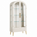 Vitrina 90 x 42 x 180 cm de madera y vidrio blanca para salón estilo contemporáneo