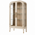 Vitrina 90 x 45 x 180 cm de madera y vidrio beige con 2 puertas estilo clásico
