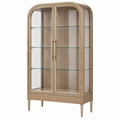 Vitrina de 90 x 40 x 180 cm de madera y vidrio color roble con 2 puertas estilo contemporáneo