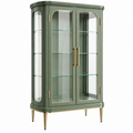 Vitrina 100 x 42 x 180 cm de madera y vidrio verde con detalles dorados estilo clásico