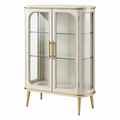 Vitrina 100 x 40 x 160 cm de cristal blanco y dorado con puertas para salón